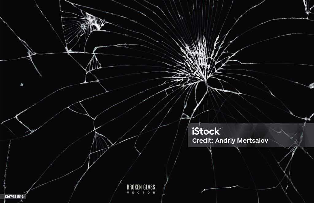 broken glass with realistic cracks black color. cracked screen texture for your design goals. editable vector illustration Device Screen stock vector
