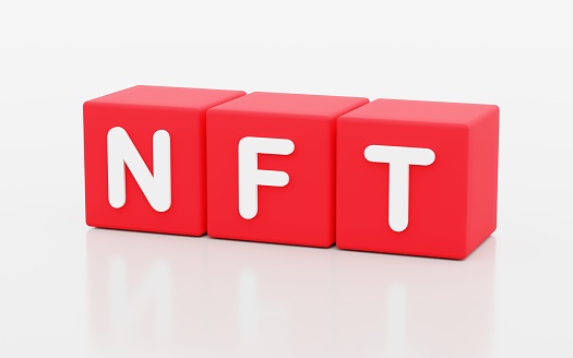 Ilustración 3d de NFT, token no fungible photo