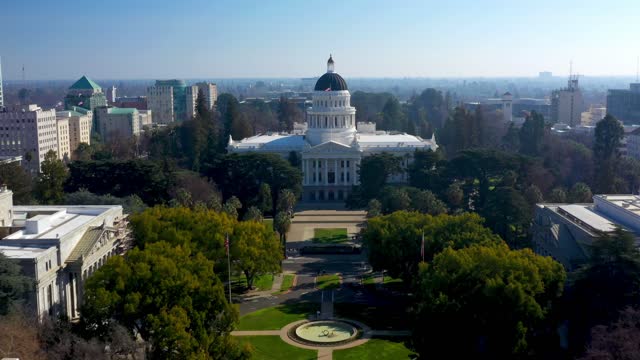 Aerial view of the State Capitol building in Sacramento