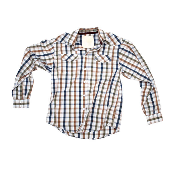 istock Plaid Earth-Tone Shirt on White Background 136798640