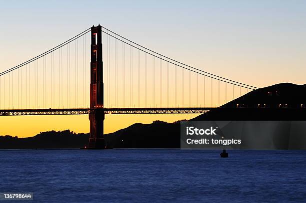 Golden Gate Bridge Zachód Słońca Widok - zdjęcia stockowe i więcej obrazów Architektura - Architektura, Czerwony, Dzielnica