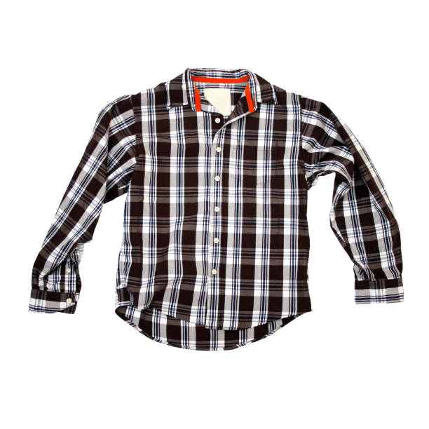 istock Navy-Brown Plaid Shirt on White Background 136798722