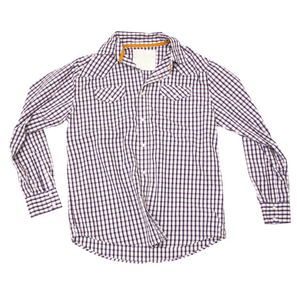 istock Purple-Checkered Shirt on a White Background 136798771