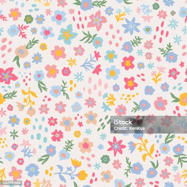 Repeat Pattern Easy Cute Cute Ditsy Daiy Seamless Repeat Pattern Stock Illustration - Download ...