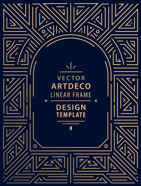 ilustrações de stock, clip art, desenhos animados e ícones de vector arch art deco line border. modern arabic gold frame, decorative geometric label frame. linear ornament composition, vintage. use for packaging, branding, decoration, etc. - art deco pattern backgrounds ornate