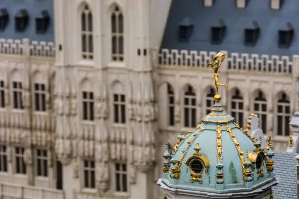 Mini Europe in brussels highlighting the dome of the Maison du Roy D'Espagne located at Grand Place.