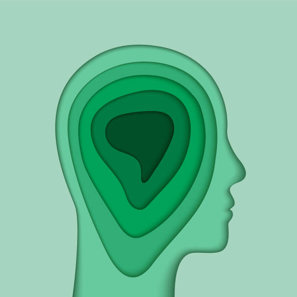 istock Human head and brain silhouette in paper cut art with shadow as multiple layers of the mind concept 1368000807