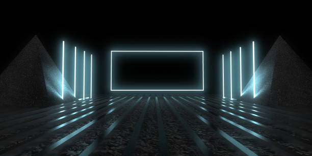 istock 3D abstract background with neon lights. neon tunnel  .space construction . .3d illustration 1368007141