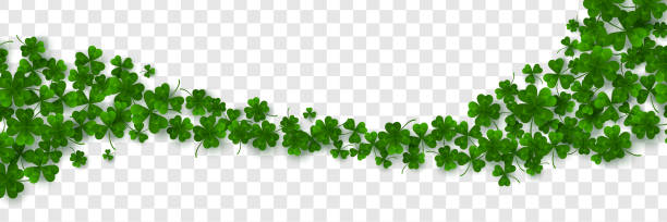 녹색 비행 클로버 잎 - st patricks day clover four leaf clover irish culture stock illustrations