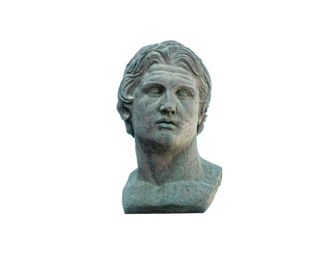 Alexander the Great Statue isolated on white background. alexandria