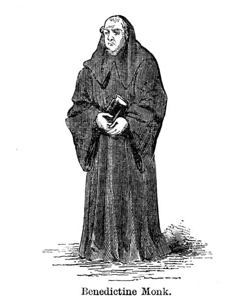 mnich benedyktyński - holy man obrazy stock illustrations