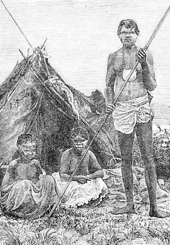 Historic depiction of Australian Aboriginals from out-of-copyright 1898 book 