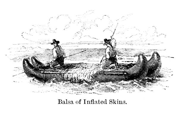 istock Boat with two men, Balsa of Inflated Skins 1368013366