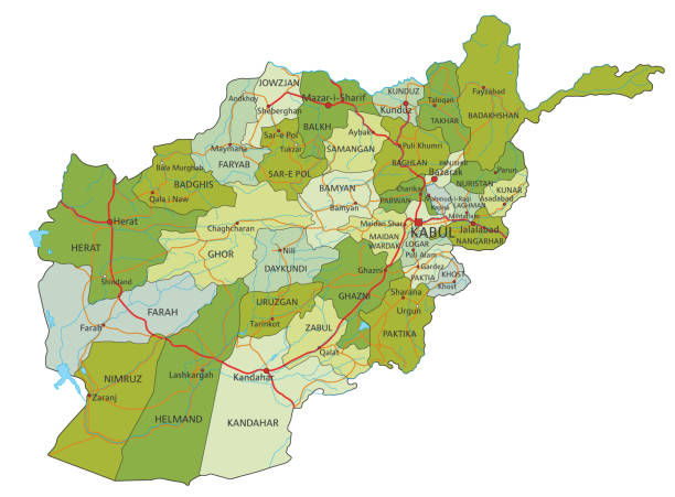 istock Highly detailed editable political map with separated layers. Afghanistan. 1368015890