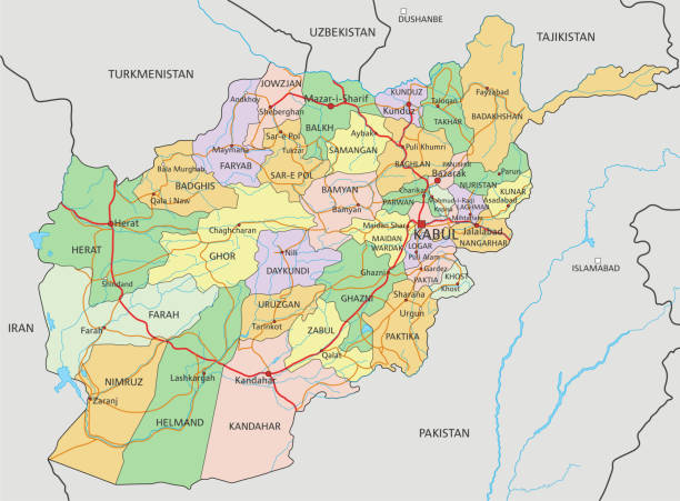 стокові ілюстрації на тему афганістан - дуже детальна редагована політична карта з маркуванням. - карта черниговской области с населенными пунктами