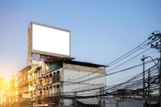 istock Blank billboard at twilight for advertisement.Installed on high rise buildings in Bangkok 1368016144