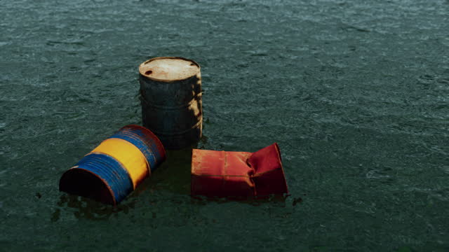 industrial oil waste left in the sea
