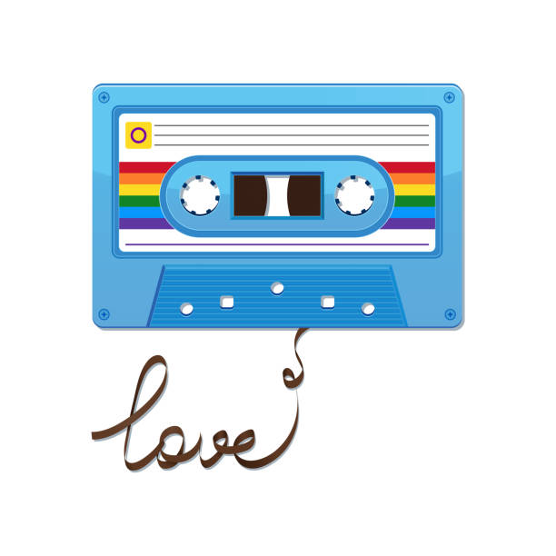 Rainbow audio cassette tape. Love gratitude card Rainbow audio cassette tape. Love gratitude card isolated on white background audio cassette illustrations stock illustrations