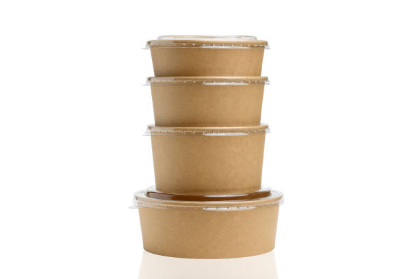 istock Several paper containers for food of different sizes on a white background. 1368017032