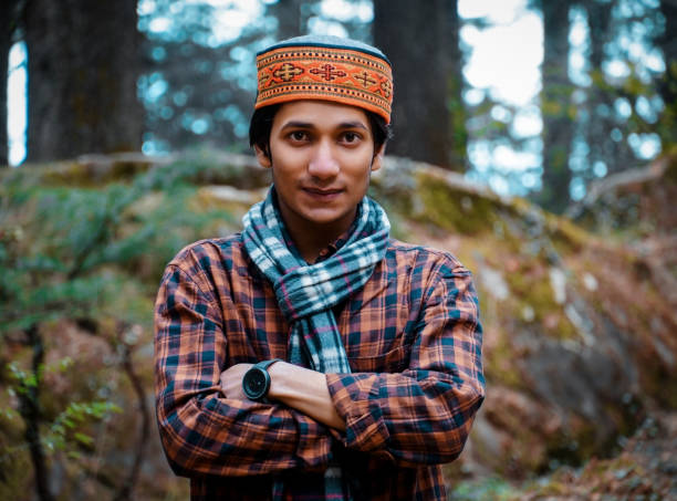 India. A Pahadi Boy wearing Himachali Cap