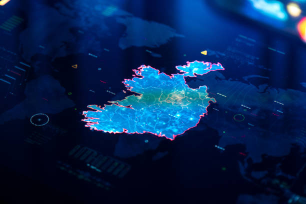 istock Map of Ireland on digital display 1368022710