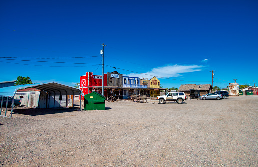 Seligman, Arizona - June 29, 2018: The Historic Seligman depot on historic Route 66 in Seligman. Seligmans depot is the best original western facade all over Route 66