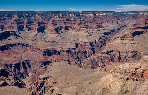 Panoramic aerial view of Grand Canyon South Rim on a clear sunny day