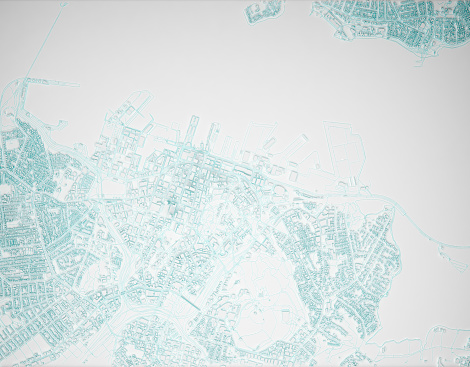 simplified map of the city of Auckland aerial view. 3d rendering