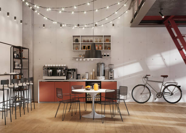 3d rendering of modern office cafeteria