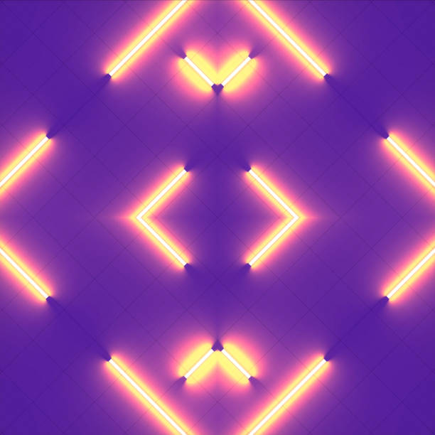 istock Pattern of glowing neon stripes. Modern 3d rendering template. Abstract geometric digital illustration background 1368028422