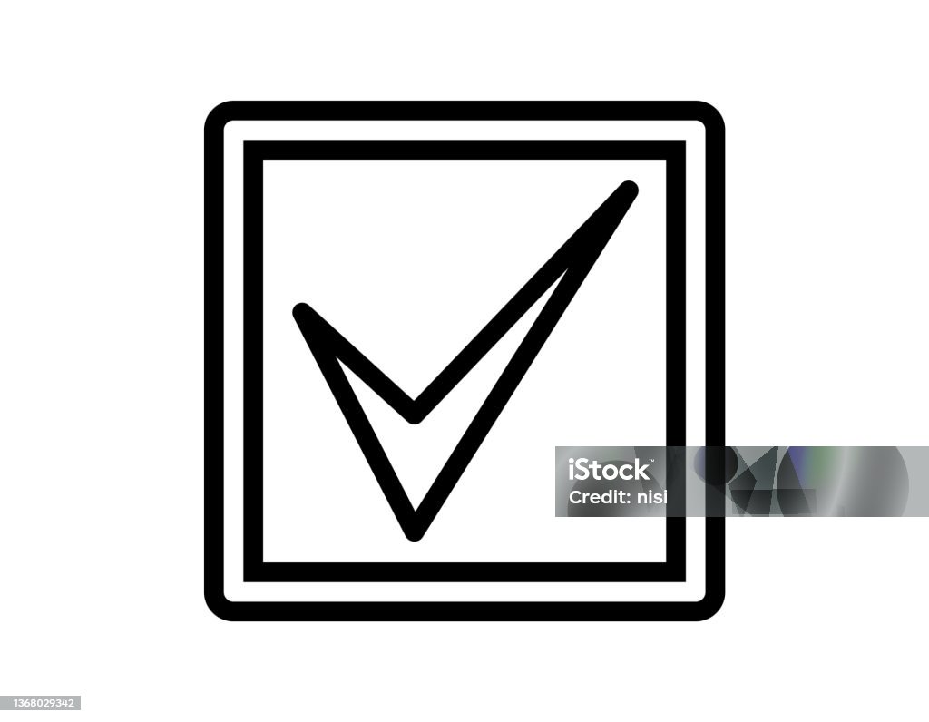 A Check Mark Drawn On The Inside Of The Box Stock Illustration ...