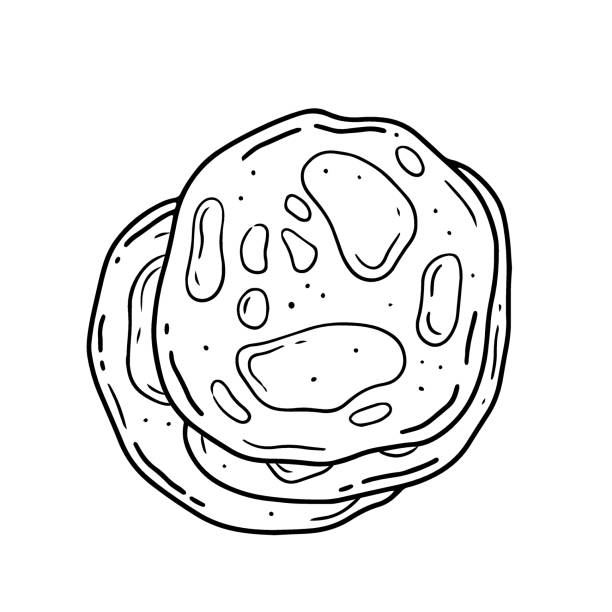 ilustrações, clipart, desenhos animados e ícones de uma pilha de panquecas no estilo doodle. ilustração isolada de comida vetorial. - pancake illustration and painting food vector