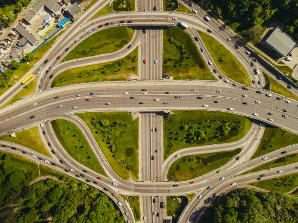 istock Transport. Car roads. Aerial view. 1368032410
