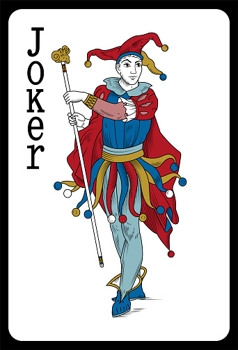 Classic Joker playing card - Vector illustration.