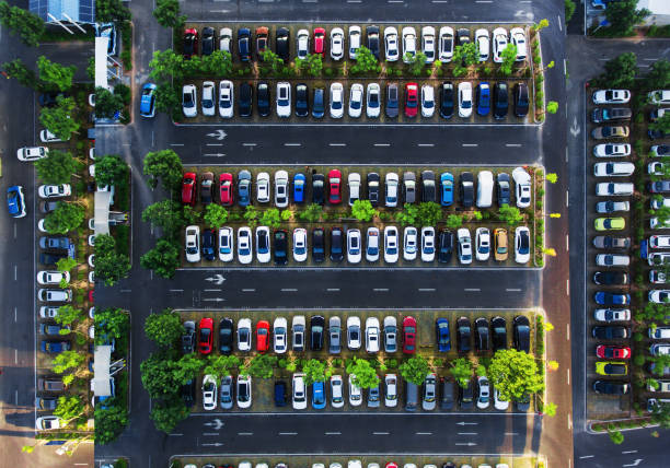 istock Car parking aerial 1368032555