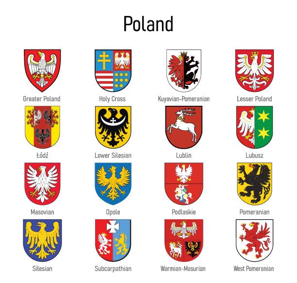 ilustrações de stock, clip art, desenhos animados e ícones de coat of arms of the voivodship of poland, all polish regions emblem - malopolskie province