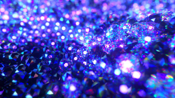 A diamond sea made up of many diamond spheres. Blue pink color. 3d illustration stock photo