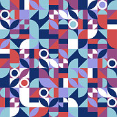 istock Bauhaus seamless retro pattern, vintage tile abstract background 1368038077
