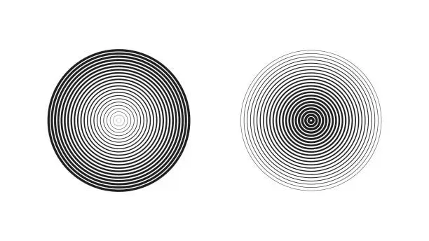 Vector illustration of Concentric circles isolated on white background. Concentric circulation. Vector illustration.