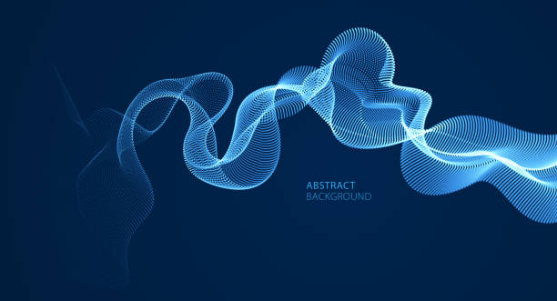 Wave line of flowing particles over dark abstract vector background, smooth curvy shape shining dots fluid array. 3d dots blended mesh, future technology relaxing wallpaper. Wave line of flowing particles over dark abstract vector background, smooth curvy shape shining dots fluid array. 3d dots blended mesh, future technology relaxing wallpaper. convex stock illustrations