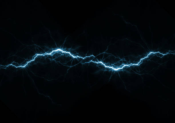istock Blue fractal lightning background, electrical abstract 1368045233