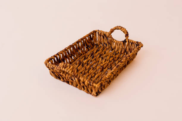 Closeup of a basket on a white background