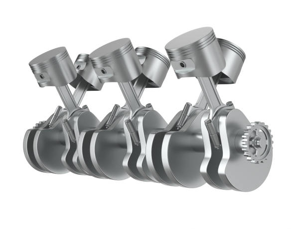 istock Engine pistons and crankshaft on white background. Isolated 3d illustration 1368045565