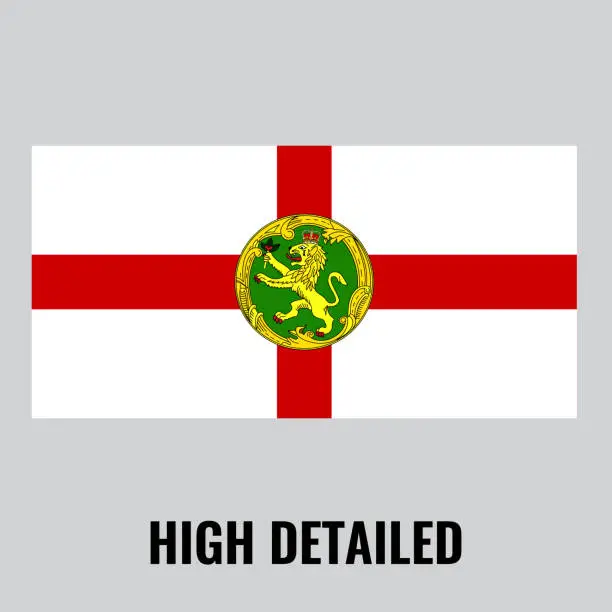 Vector illustration of Alderney flag with high detailed. Flat and solid color vector illustration.