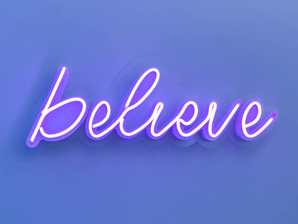 istock Believe written with neon lights on coloured wall 1368047966