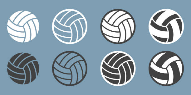 ilustrações, clipart, desenhos animados e ícones de conjunto vetorial de voleibol - vôlei