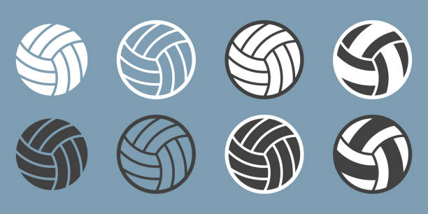 Volleyball Vector Set Volleyball Vector Set Icon Vintage Sport Ball Collection volleyball stock illustrations