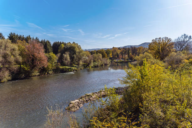 istock Beautiful river in Banja Luka with blue cloudy sky 1368051791