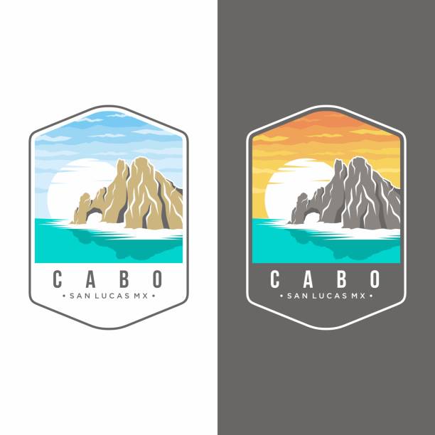 Illustration of the Cabo San Lucas Emblem patch icon on a dark background Illustration of the Cabo San Lucas Emblem patch icon on a dark background cabo san lucas stock illustrations