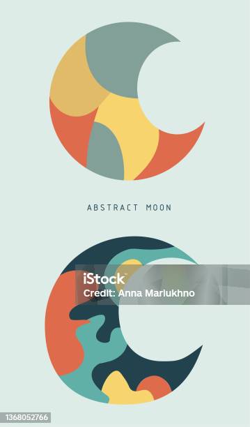 Moon Illustration Of Abstract Moons Space Objects Vector Stock